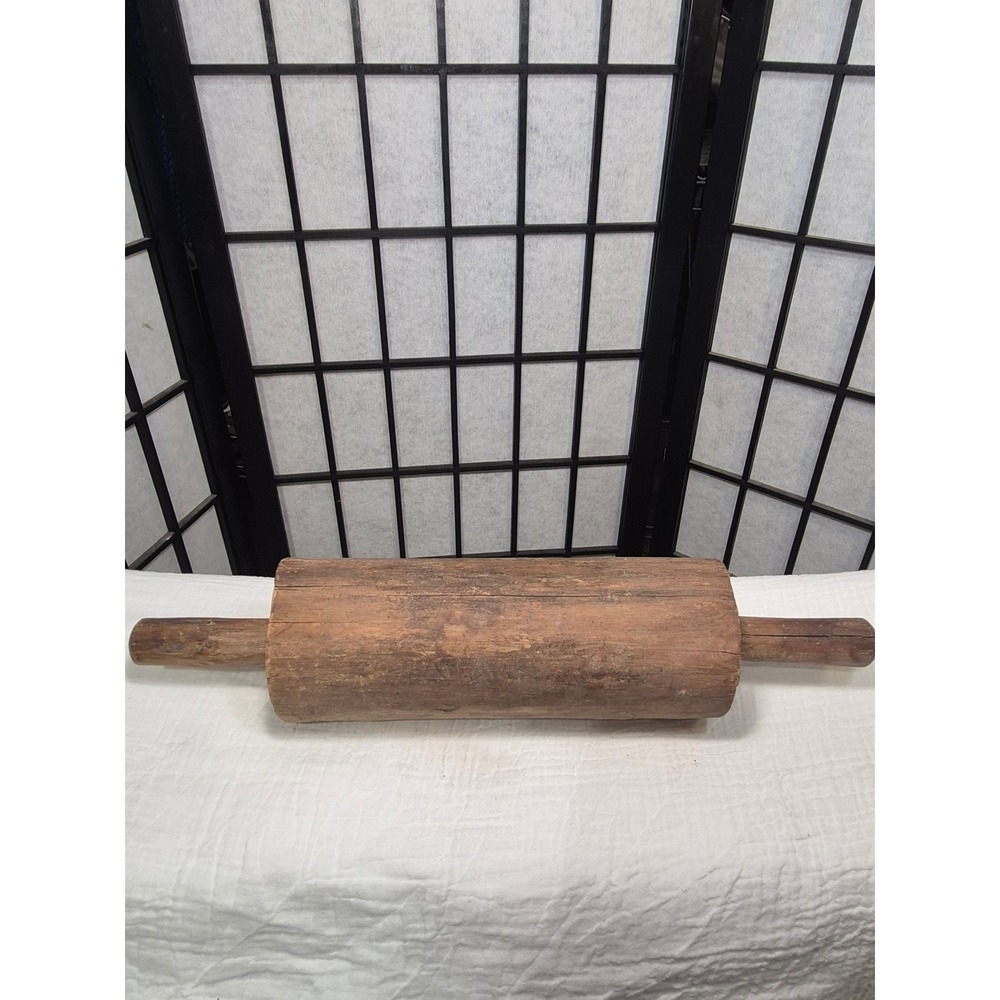 Antique Primitive Hand Carved Wood Rolling Pin Rustic Farmhouse Kitchen Decor